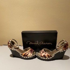 David Aaron Animal Print Wedge Heels, Size 7.5